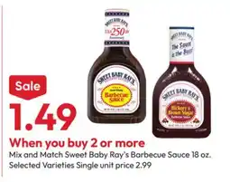 Stater Bros Sweet Baby Ray's Barbecue Sauce offer