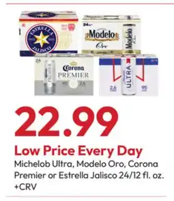 Stater Bros Michelob Ultra, Modelo Oro, Corona Premier or Estrella Jalisco offer