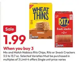 Stater Bros Nabisco Ritz Chips, Ritz or Snack Crackers offer