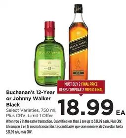 Food 4 Less Buchanan's 12-Year or Johnny Walker Black offer