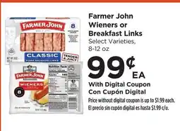 Food 4 Less Farmer John Wieners or Breakfast Links offer