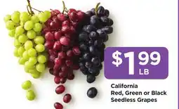 Food 4 Less California Red, Green or Black Seedless Grapes offer