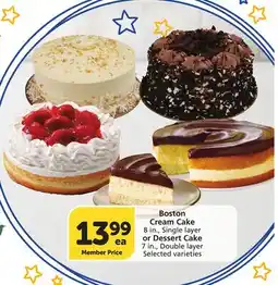 Vons Boston Cream Cake 8 in., Single layer or Dessert Cake 7 in., Double layer offer