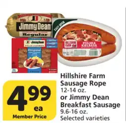 Vons Hillshire Farm Sausage Rope 12-14 oz. or Jimmy Dean Breakfast Sausage 9.6-16 oz offer