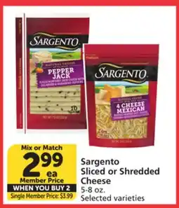 Vons Sargento Sliced or Shredded Cheese offer