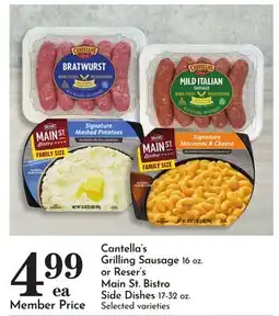 Pavilions Cantella's Grilling Sausage 16 oz. Or Reser's Main St. Bistro Side Dishes offer