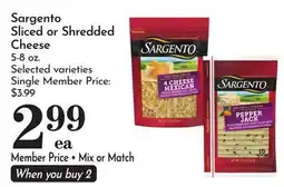 Pavilions Sargento Sliced or Shredded Cheese offer