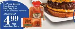 Pavilions St. Pierre Brioche Hamburger or Hot Dog Buns offer