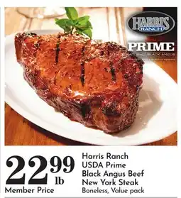 Pavilions Harris Ranch USDA Prime Black Angus Beef New York Steak offer