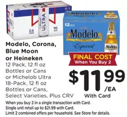 Ralphs Modelo, Corona, Blue Moon or Heineken offer