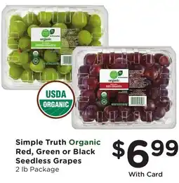 Ralphs Simple Truth Organic Red, Green or Black Seedless Grapes offer
