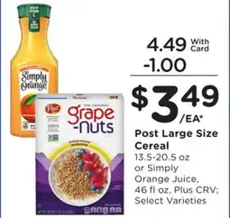 Ralphs Post Large Size Cereal offer