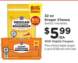 Ralphs 32 oz Kroger Cheese Select Varieties offer