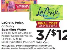 Ralphs LaCroix, Polar, or Bubly Sparkling Water offer