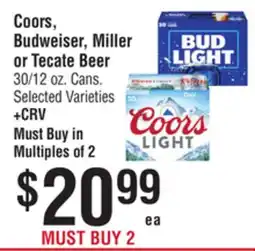 Smart & Final Coors, Budweiser, Miller or Tecate Beer offer