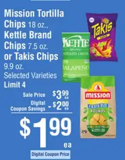 Smart & Final Mission Tortilla Chips, Kettle Brand Chips or Takis Chips offer