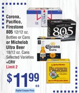 Smart & Final Corona, Pacifico, Firestone 805 or Michelob Ultra Beer offer