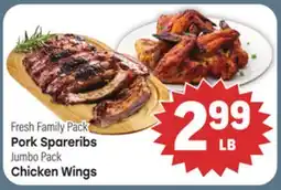 Tony’s Fresh Market Pork Spareribs or Chicken Wings offer