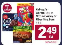 Tony’s Fresh Market Kellogg's Cereal, 12-18 oz Nature Valley or Fiber One Bars, 4-8 ct offer