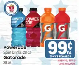 Tony’s Fresh Market Powerade, Gatorade offer