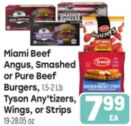 Tony’s Fresh Market Miami Beef Angus, Smashed or Pure Beef Burgers, 1.5-2 Lb Tyson Any'tizers, Wings, or Strips offer