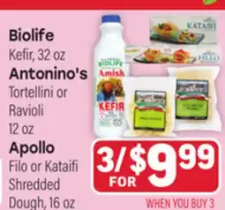 Tony’s Fresh Market Biolife, Antonino's, Apollo offer