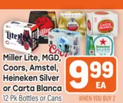 Tony’s Fresh Market Miller Lite, MGD, Coors, Amstel, Heineken Silver or Carta Blanca offer