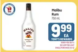 Tony’s Fresh Market Malibu Rum offer