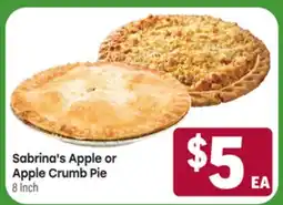 Tony’s Fresh Market Sabrina's Apple or Apple Crumb Pie offer