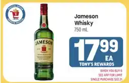 Tony’s Fresh Market Jameson Whisky offer