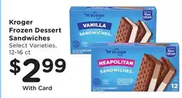 Mariano's Kroger Frozen Dessert Sandwiches offer