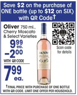 Jewel-Osco Oliver 750 mL, Cherry Moscato & Select Varieties offer