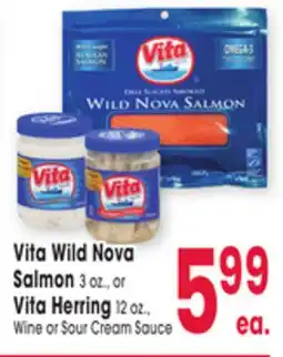 Jewel-Osco Vita Wild Nova Salmon 3 oz., or Vita Herring 12 oz., Wine or Sour Cream Sauce offer