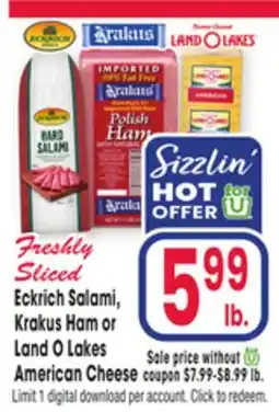 Jewel-Osco Eckrich Salami, Krakus Ham or Land O Lakes American Cheese offer