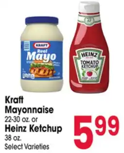 Jewel-Osco Kraft Mayonnaise 22-30 oz. or Heinz Ketchup 38 oz offer