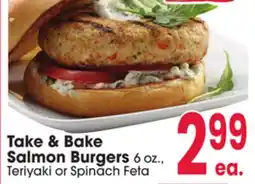 Jewel-Osco Take & Bake Salmon Burgers offer