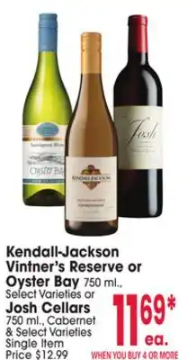 Jewel-Osco Kendall-Jackson Vintner's Reserve or Oyster Bay 750 mL or Josh Cellars offer