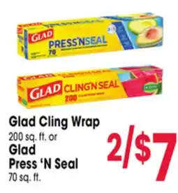Jewel-Osco Glad Cling Wrap 200 sq. ft. or Glad Press 'N Seal 70 sq. ft offer