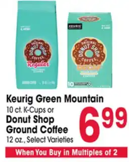 Jewel-Osco Keurig Green Mountain 10 ct. K-Cups or Donut Shop Ground Coffee offer