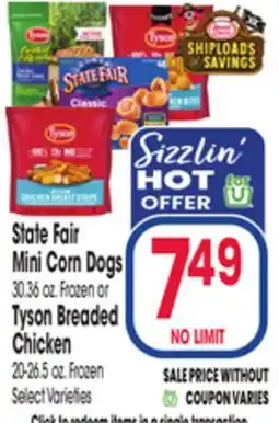 Jewel-Osco State Fair Mini Corn Dogs 30.36 oz. Frozen or Tyson Breaded Chicken 20-26.5 oz. Frozen offer