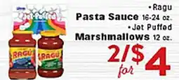 Rio Valley Market PASTA SAUCE 16-24 oz. • Ragu • Jet Puffed Marshmallows 12 oz offer