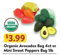 Fresh Thyme Organic Avocados Bag 4ct or Mini Sweet Peppers Bag 1lb offer