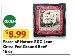 Fresh Thyme Force of Nature 80% Lean Grass Fed Ground Beef offer