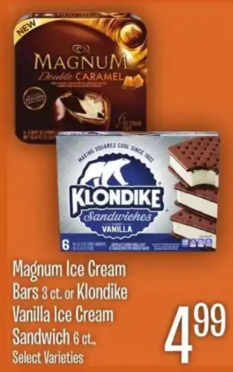 Magnum Ice Cream Bars or Klondike Vanilla Ice Cream Sandwich