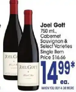 Jewel-Osco Joel Gott Cabernet Sauvignon & Select Varieties offer