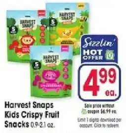 Jewel-Osco Harvest Snaps Kids Crispy Fruit Snacks offer