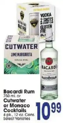 Jewel-Osco Bacardi Rum or Cutwater or Monaco Cocktails offer