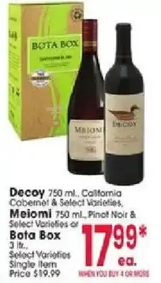 Jewel-Osco Decoy & Meiomi & Bota Box offer