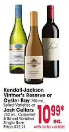 Jewel-Osco Kendall-Jackson Vintner's Reserve or Oyster Bay or Josh Cellars offer