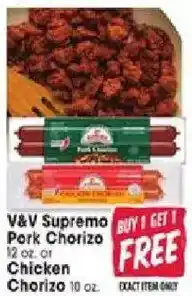 Jewel-Osco V&V Supremo Pork Chorizo or Chicken Chorizo offer
